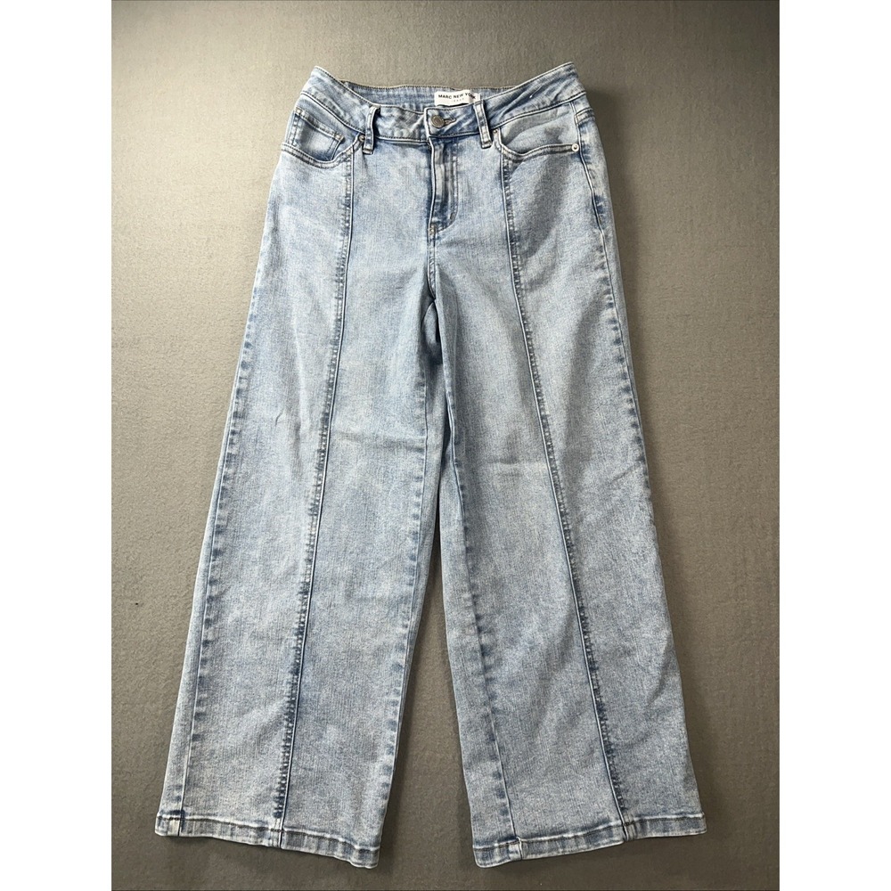 Marc New York Jeans Women Size 6 Blue Wide Leg Seam Front High Rise Denim